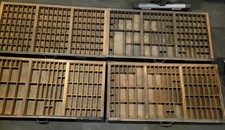 Lot 4 Letter Press Printers Drawers All wood metal drawer pull 