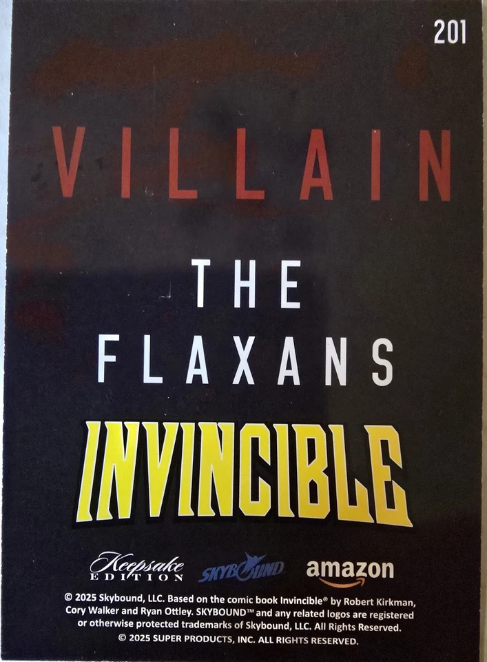 Tarjeta 2025 Invincible Keepsake Edition The Flaxans Villain #201 oro 1/1 Foto 2 de 2