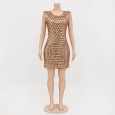 Bob Mackie Champagne Sequin Mini Cocktail Dress For Women Sizes 2-20W