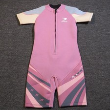 ZCCO Wetsuit Shorty Womens Large Pink Neoprene Back Zip Swimwear Surfing Stars