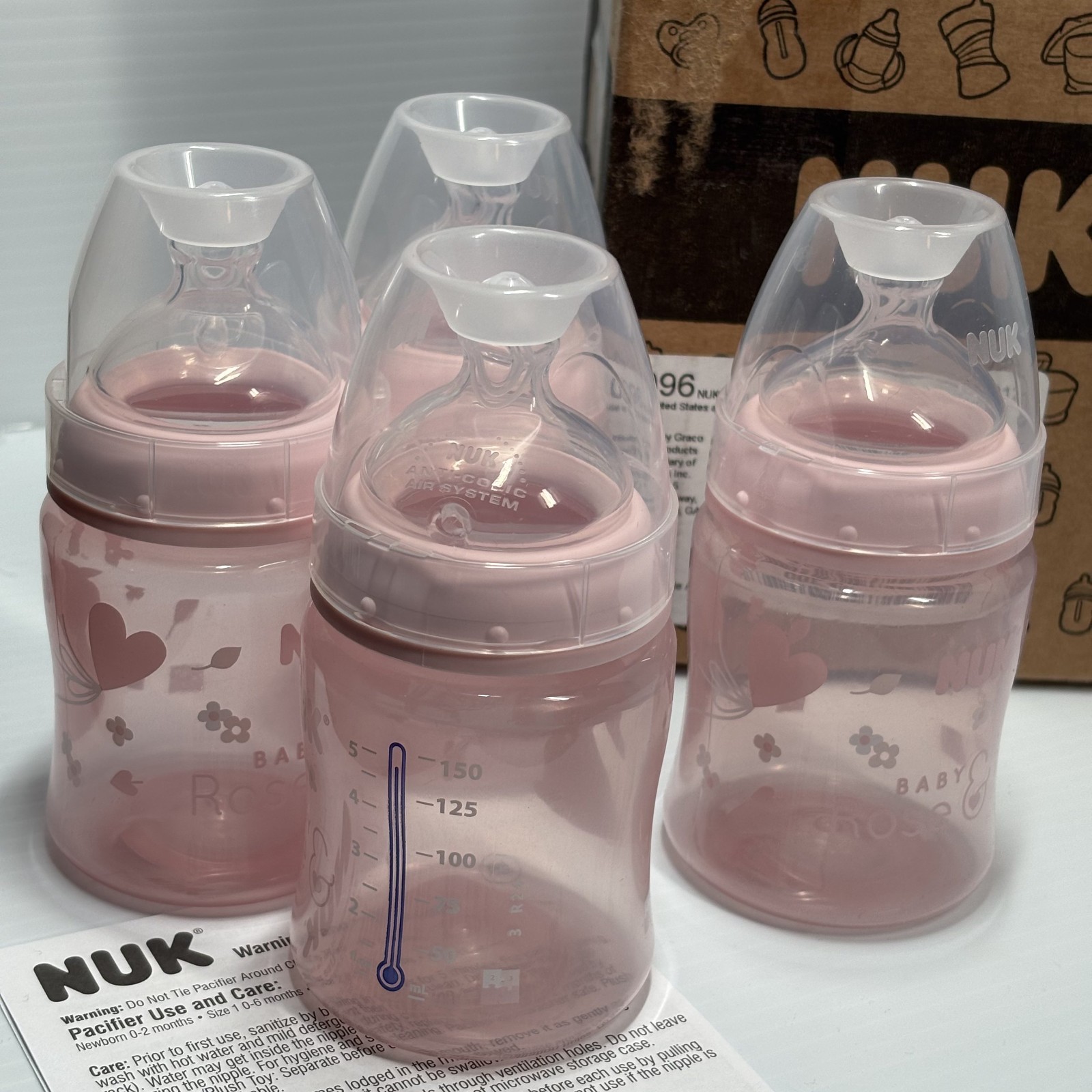 Anti Colic Baby Bottle, 5 oz - 4 Pack - NUK Smooth Flow Pink