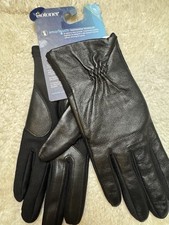 Isotoner Smart Touch Faux Leather Gloves NWT Black L XL Tech Friendly