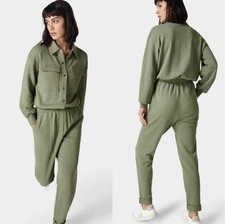 Sweaty Betty Nestle Up Boilersuit Jumpsuit Women Size 8 Green Organic Cotton NEW