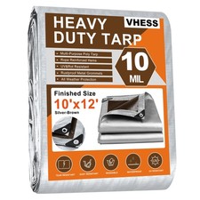 Tarps Heavy Duty Waterproof 10’ X 12’, 10 Mil Multipurpose Poly Tarp Cover, t...