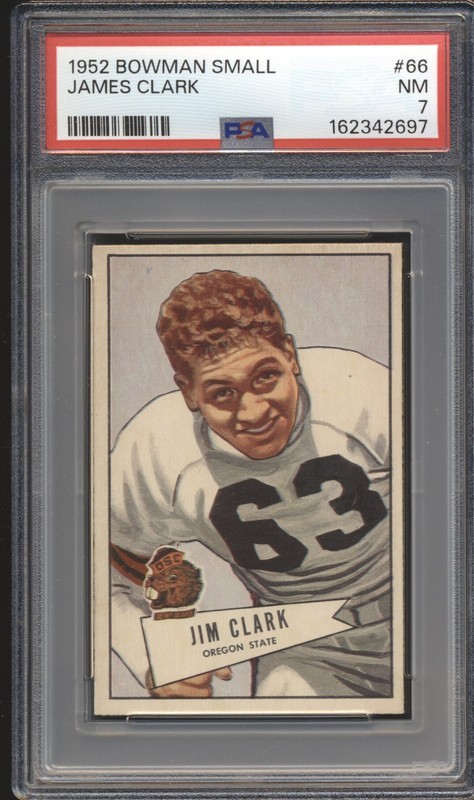 1952 Bowman Small Football James Jim Clark ROOKIE #66 PSA 7 REDSKINS NM