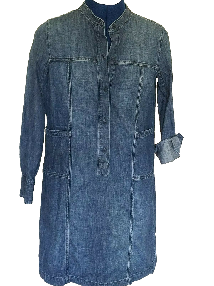 Madewell Womens Dress Size XS Chambray Denim Tunic Button Front Pockets