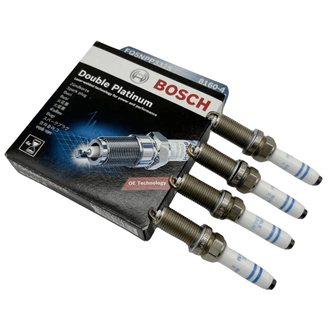4X Bosch Double Platinum Spark Plug For Audi Q5 Volkswagen 0241245673 FQ5NPP332S