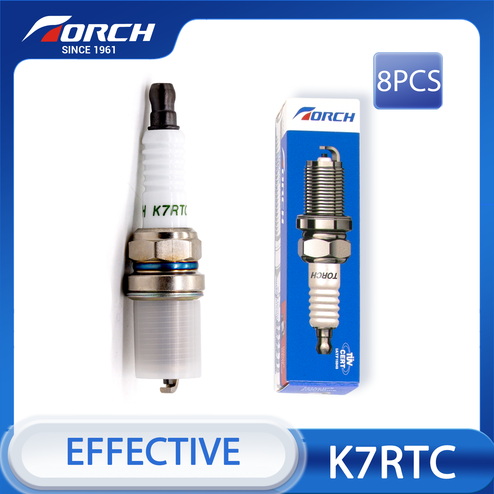 8X TORCH K7RTC Spark Plug Replacement for Champion RC7YC3 for Denso