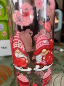 Tumbler 18 oz PlasticWith Stainless Cap. Gnome Valentines Love Cup