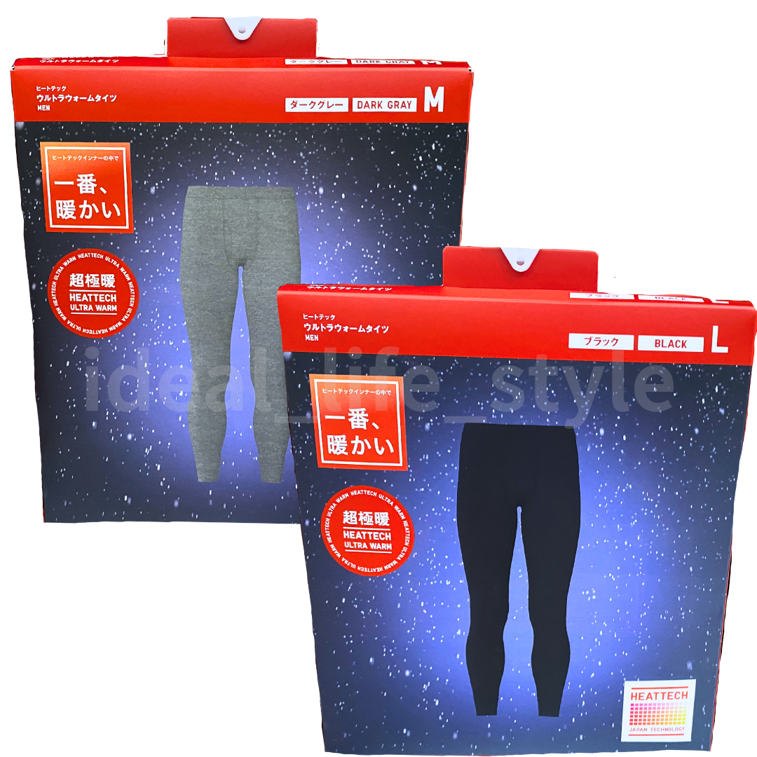 UNIQLO HEATTECH Ultra Warm Tights XS-4XL Dark Gray/Black Men