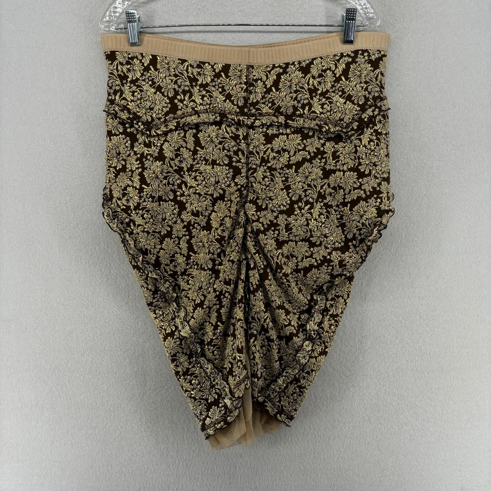 Falda MARC JACOBS RUNWAY 8 Jacquard Brocado Volantes Acanalados Mini Floral Marrón Dorado Foto 2 de 4