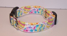 Wet Nose Designs Colorful Easter Egg Hunt Dog Collar Spring on White Pink