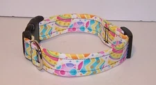 Wet Nose Designs Colorful Easter Egg Hunt Dog Collar Spring on White Pink