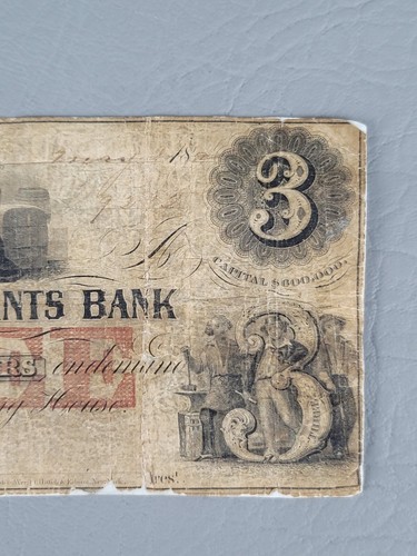 $3 1800 The Farmers and Merchants Bank Memphis Tennessee George Washington - Imagen 4 de 5