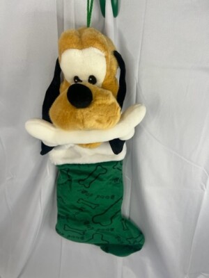 Vintage DISNEY Pluto With Bone Good Dog Plush RARE CHRISTMAS STOCKING 21 