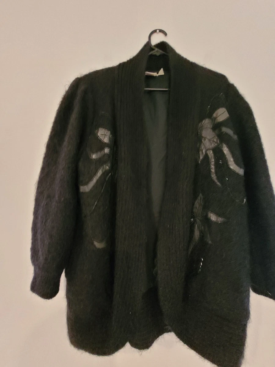 Black woolen cardigan cheap