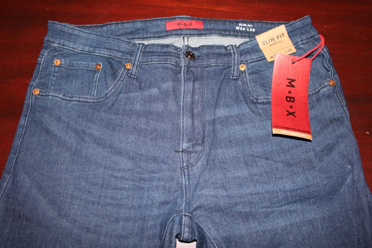 mens MBX slim stretch jeans 34x30 nwt expander dark