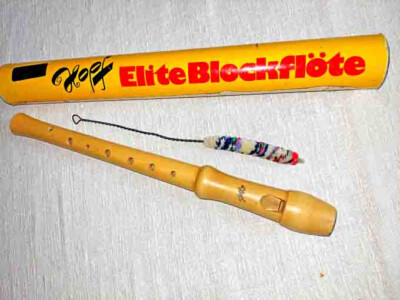 Schul-Blockflöte hell Holz Hopf  Modell 26005 mit Wischer Rollenkarton 36 cm