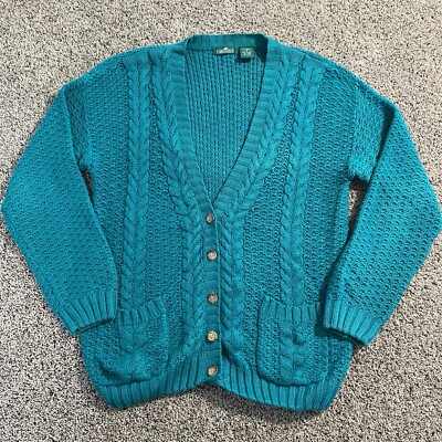 Cotton Cardigan Cable Knit Women's Light Blue Cardigan