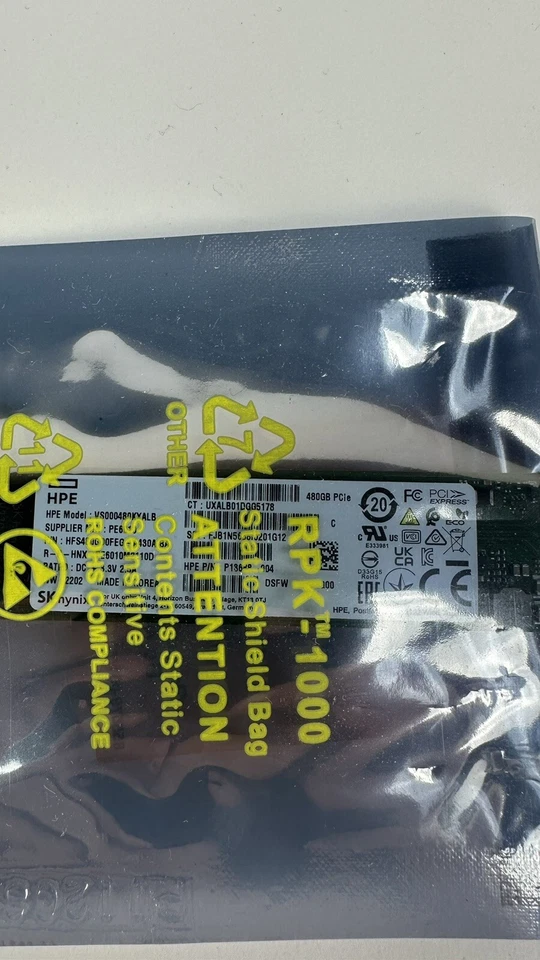 New Factory Sealed HPE 480GB NVMe Gen3 Mainstream Endurance RI M.2 22110 SSD 110 - Image 3 of 4