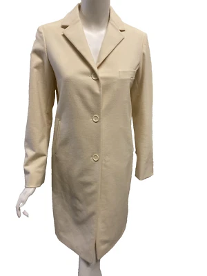 Jil Sander New Wool Blend Coat Womens Ivory Size 34 Made in Italy