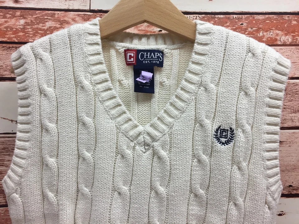 Chaleco Suéter Chaps Niño Marfil. Talla pequeña. Foto 2 de 4