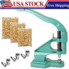 Grommet Machine Eyelet Hand Press Tool with 3 Dies and 1500 Pcs Gold Grommets