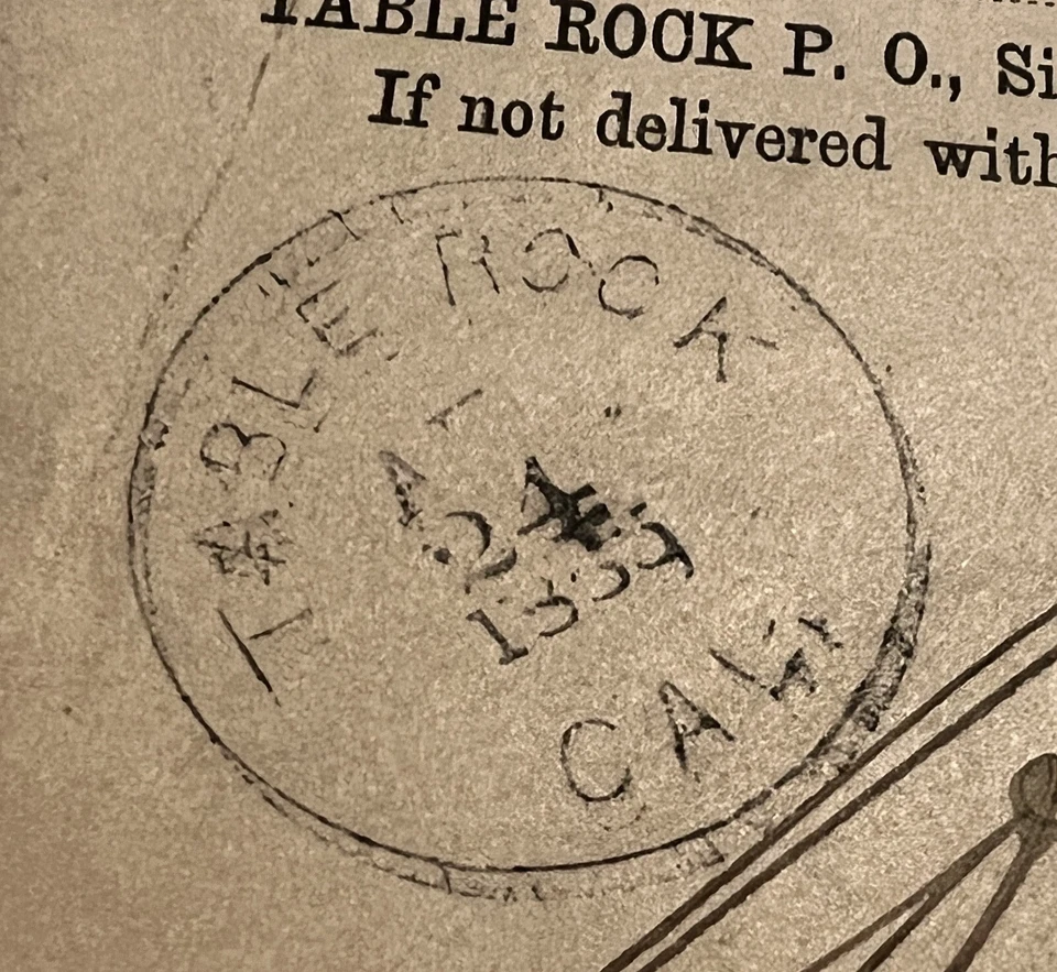 FANCY CANCEL GRILLED CIRCLE 1885 TABLE ROCK CALIFORNIA COVER TO SAN FRANCISCO - Image 2 of 4