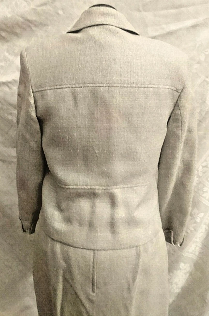 Tuta gonna vintage originale VALENTINO 2 pezzi misto lana grigio chiaro Italia TG 44 10