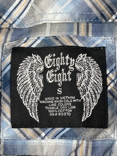 Eighty Eight Button Down Shirt Mens Small Blue Plaid - Picture 2 of 10