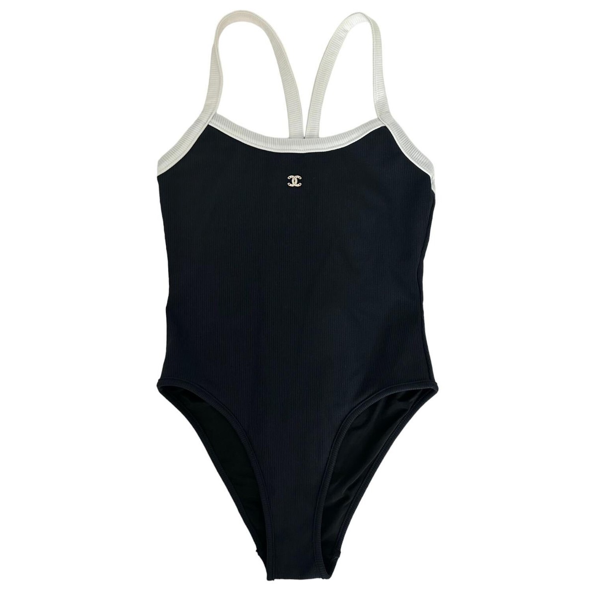 CHANEL NEW BLACK One-piece Swimsuit JEWELED CC | eBay CHANEL NEW BLACK One-piece Swimsuit JEWELED CC | eBay