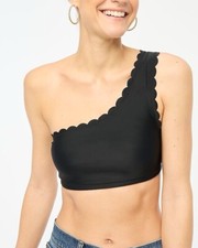 J.Crew Scalloped one-shoulder bikini top in black size S NWT