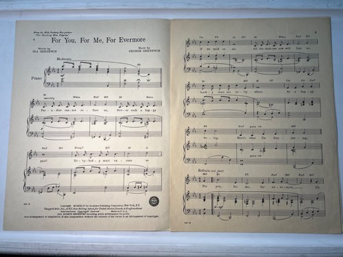 Vintage Sheet Music For You For Me For Everyone Ira & George Gershwin 1946 - Picture 2 of 4