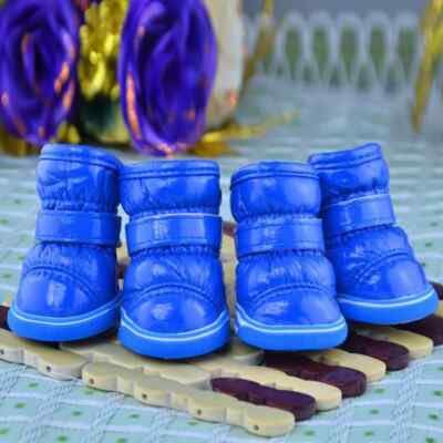 Warm Waterproof Dog Snow Boots - 4 Pcs Fleece Shoes for Small Breeds