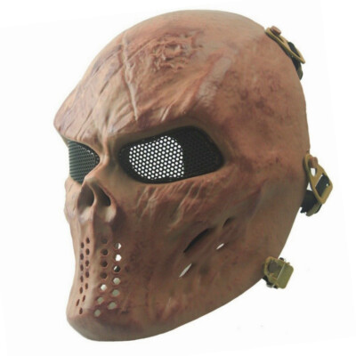 Ghost Mask Full Face Mask with Metal Mesh for Halloween Cosplay Masquerade Party