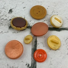 Vtg Button Lot Of 8 Orange Yellow Various Sizes Toggle Back DIY Clothing Crafts