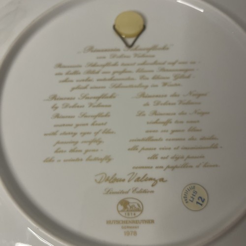 10” 1978 Princess Snowflake Decorative Wall Plate, Hutschenreuther, Limited Ed. - Picture 4 of 6