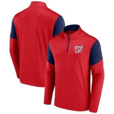 Majestic Men's Red Washington Primary Logo Quarter-Zip Jacket, Red, 2XL