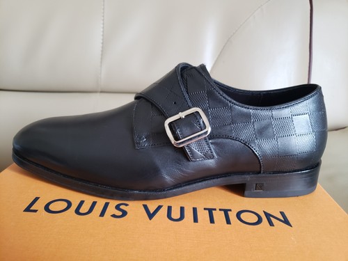 Cinturino Oxford Monk Louis Vuitton da uomo in pelle nera 8 UK/9,5 US Ret $2.000 - Foto 4 di 23