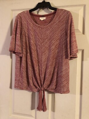 Cupio Women s Red And White Striped Top Size XL