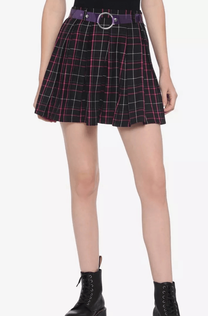 Hot Topic Dark Purple Plaid Skirt Hot Topic Black Purple Pink