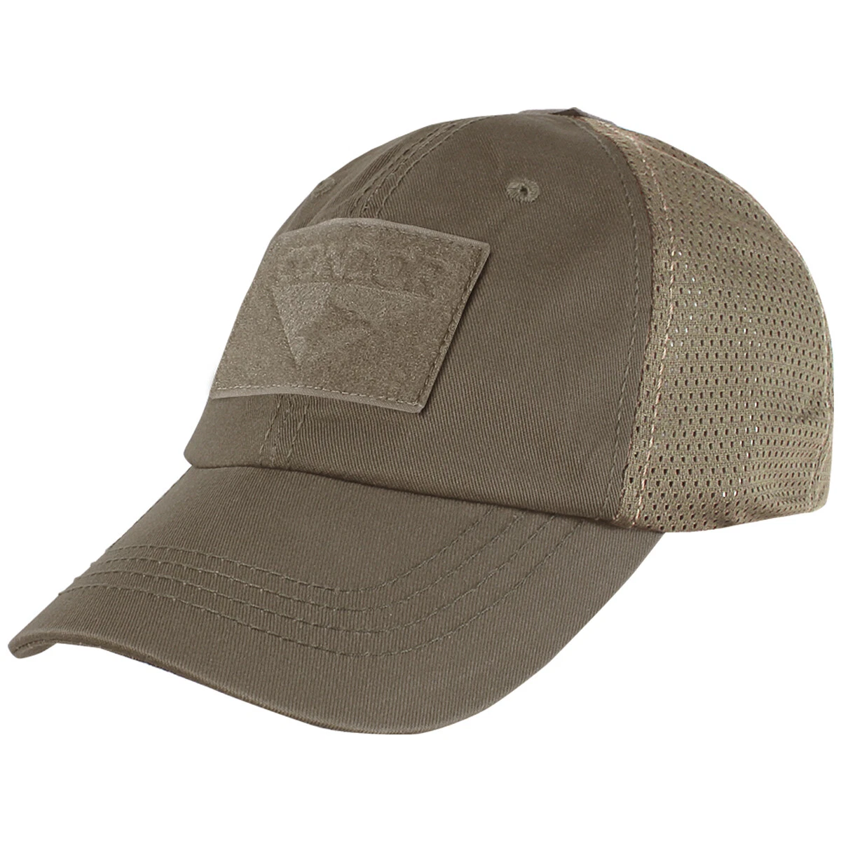 CONDOR TACTICAL ADJUSTABLE MESH BASEBALL CAP OPERATOR HAT PATCHES BROWN