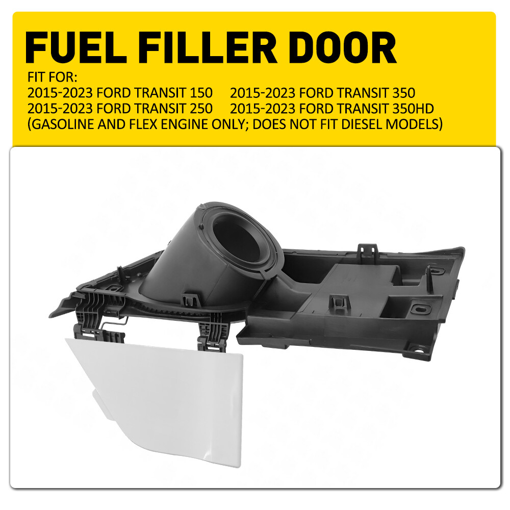 Fuel Filler Gas Cap Door Lid Housing & White Cap For 15-23 Ford Transit 150 250