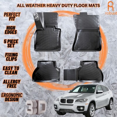 3D Molded Car Floor Mats Liners Fits BMW X6 E71 2008-2014 All Weather Heavy Duty