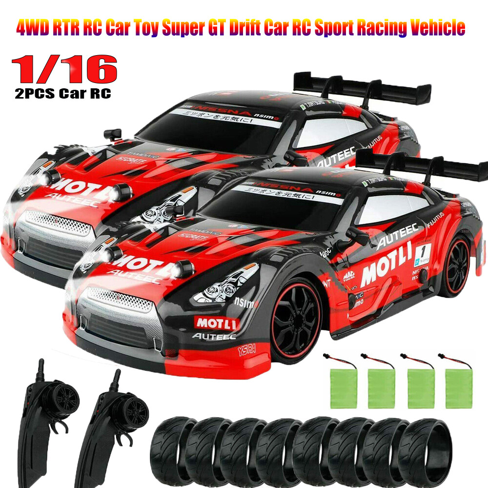 2PCS Super GT Drift Car Remote Control Sport Racing Vehicle 4WD RTR RC Car Gifts