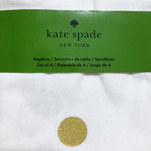 Kate Spade Cotton Dinner Napkins 19" Set 4 Polka Dot Lemon Dragonfly Bow Holiday - Picture 25 of 27