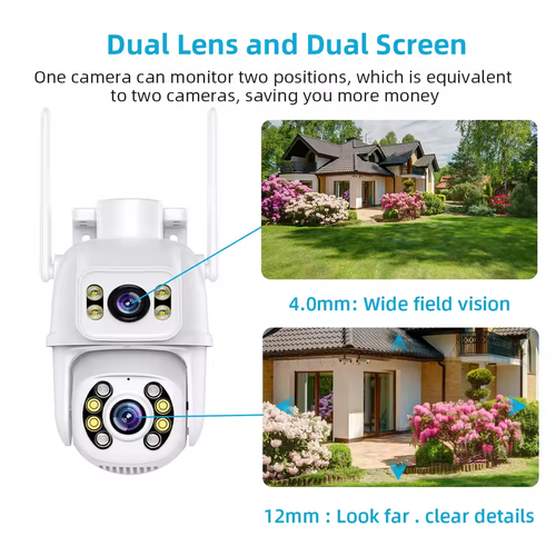 Telecamera IP di sicurezza wireless esterna a doppia lente 4K 8MP HD - Foto 2 di 6