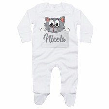 Tutina neonato personalizzata con nome baby gattino