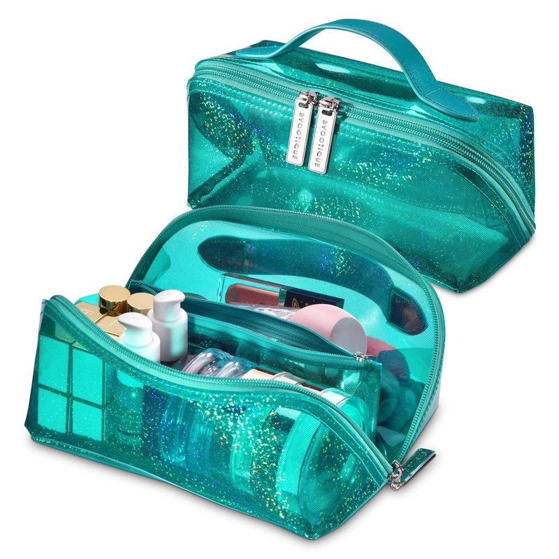Byootique Portable Makeup Bag Water-resistant Organizer Travel Daily Use, Green