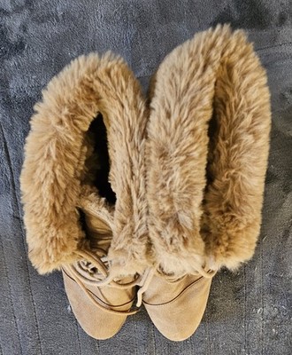 Bobs by Skechers Womens Wedge Boots Size 9.5 Or 9 1/2 Tan Brand New Memory Foam